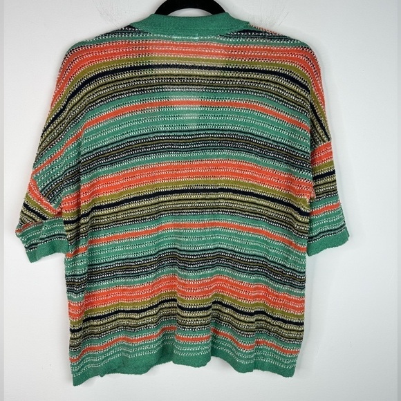 MinnieRose Baja Silk Blend Polo Shirt Split Neck Medium - Picture 3 of 5